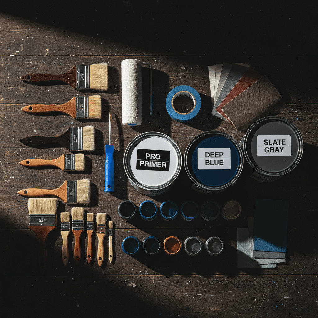 Professional-grade painting tools and quality materials prepared for project execution