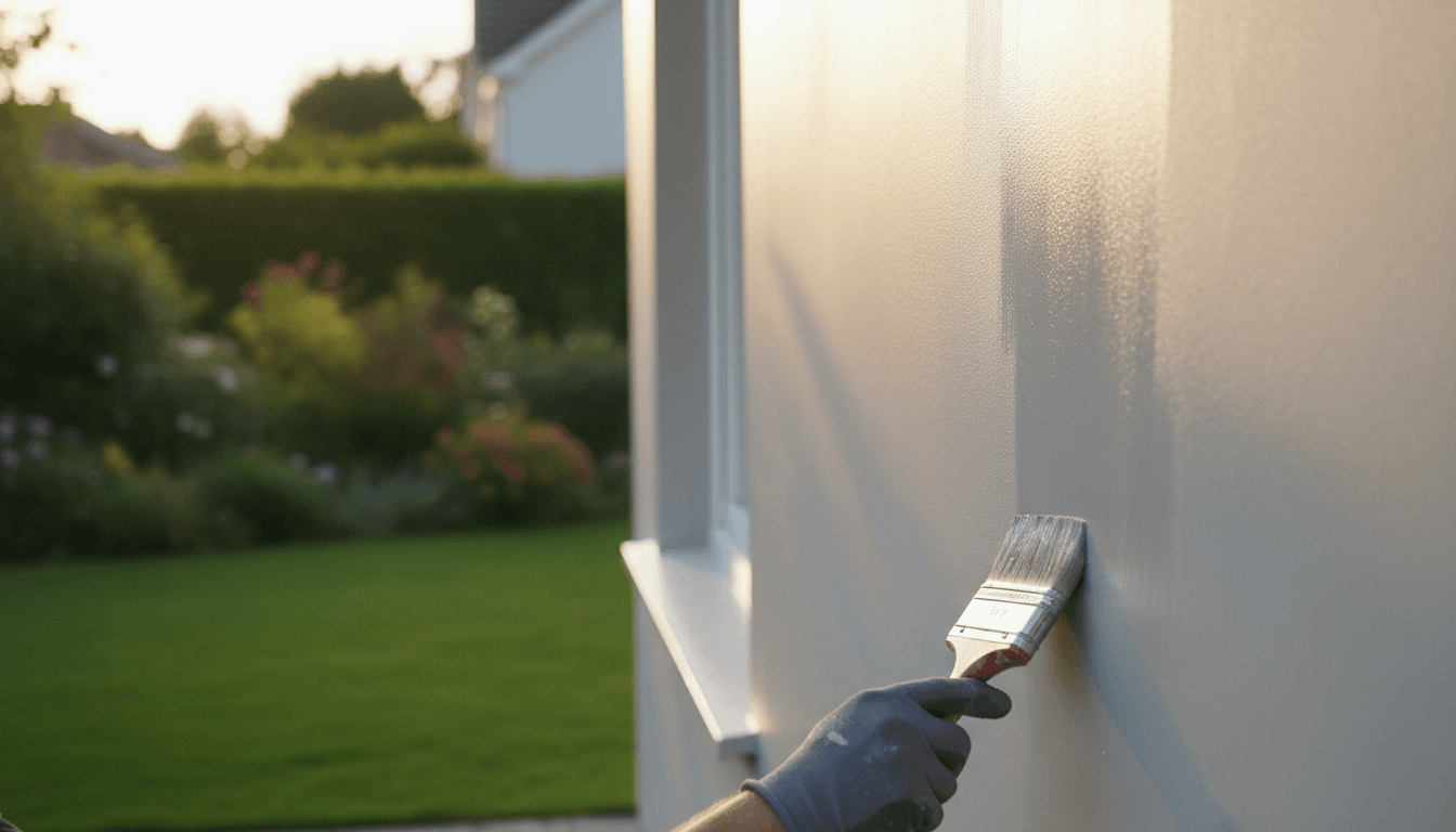 Professional painter applying fresh paint to residential home exterior in Toronto