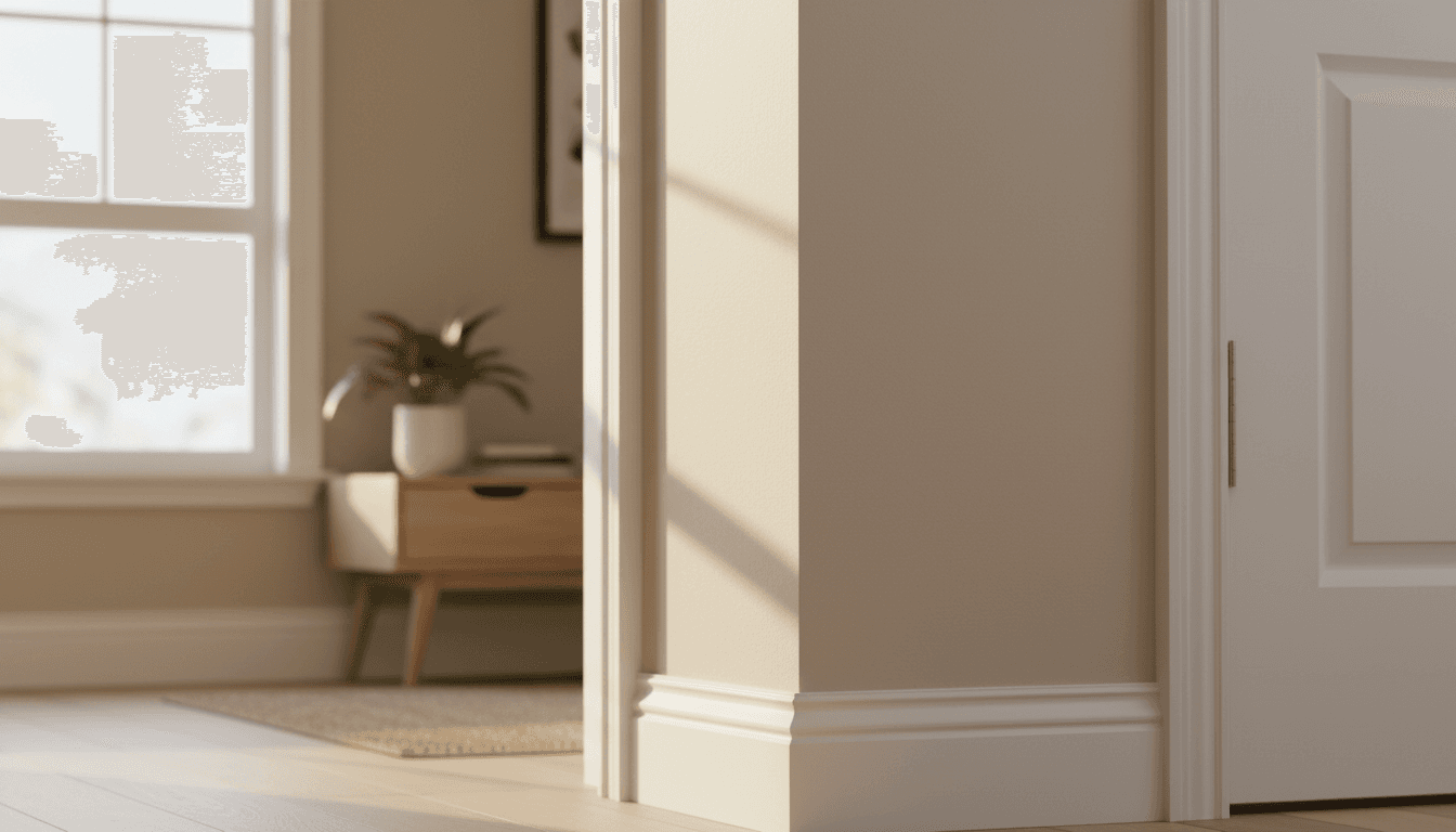 Freshly painted interior wall with sharp white trim and professional finish in Toronto home